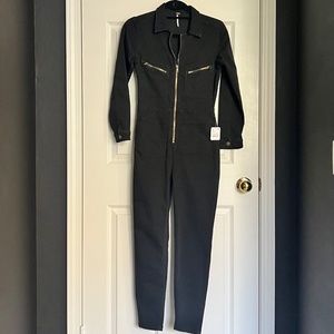NWT Free People Black Lennox Jumpsuit Size Small Short